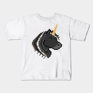 Pixel Black Unicorn Kids T-Shirt